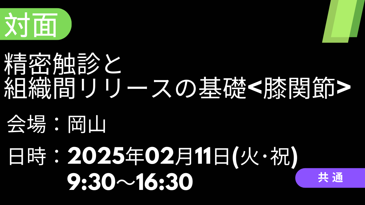 2025年02月11日　精密触診と組織間リリースの基礎：膝関節